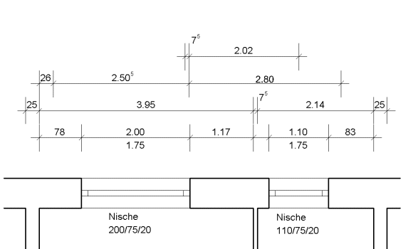 detaillierter Grundriss mit architektengerechter Vermassung