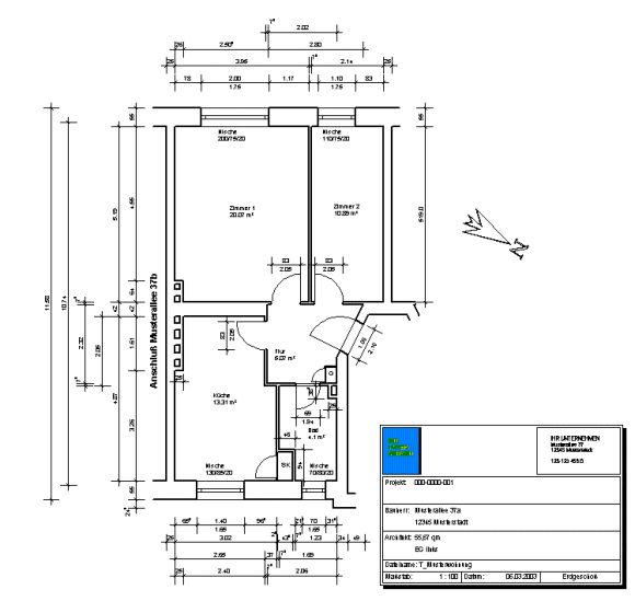 detaillierter Grundriss mit architektengerechter Vermassung